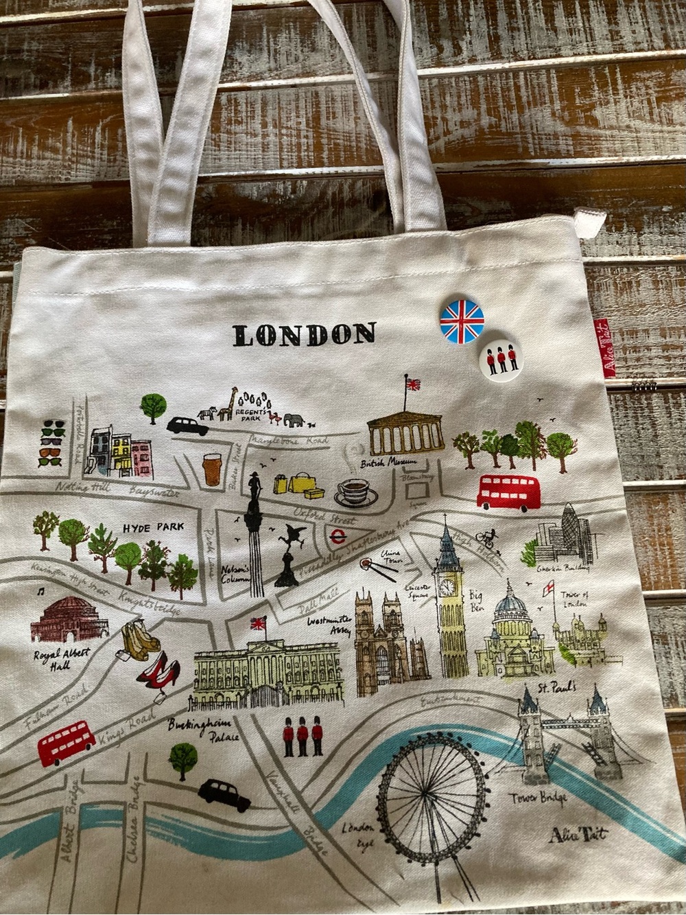 ALofe Tait London Map Canvas Tote Bag - White